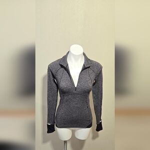EUC LULULEMON Runderful Rulu LS Top Size 4 Mini Check Pique Black Heathered